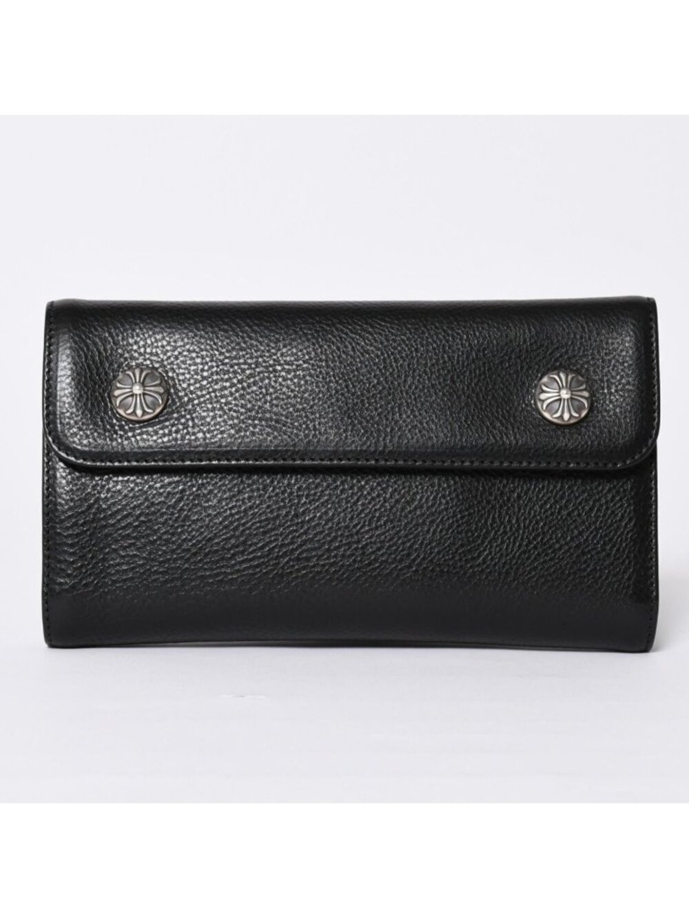 Chrome Hearts Wave Btn Novelty Blanc Wallet Cross Button Black
